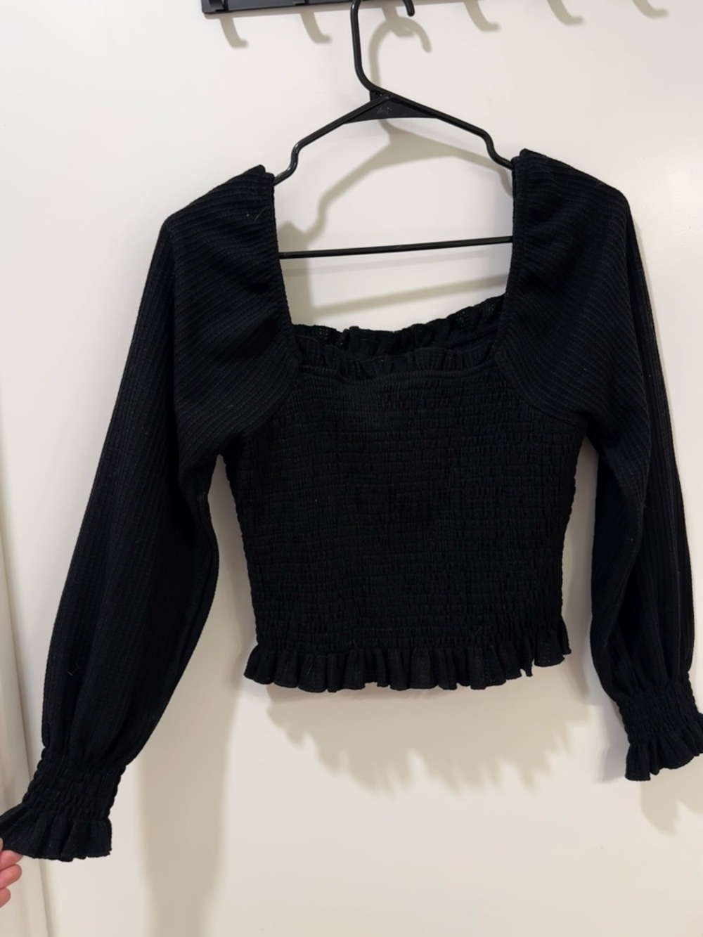 Altar'd State Black Smocked Square-Neck Puff Sleeve Top - Picture 2 of 5